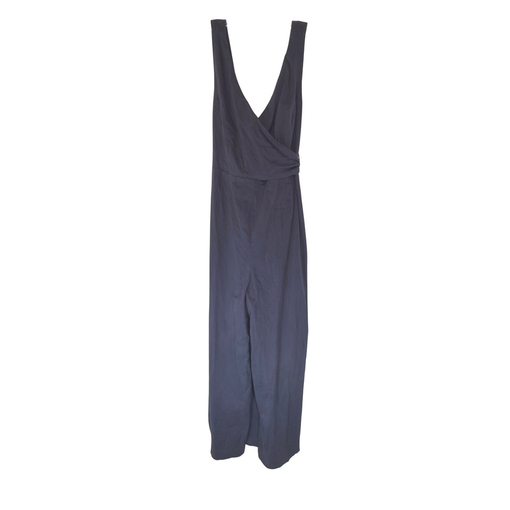 Chino by Anthropologie Chino Jumpsuit Blue V-Neck Belted Sleeveless Size 12